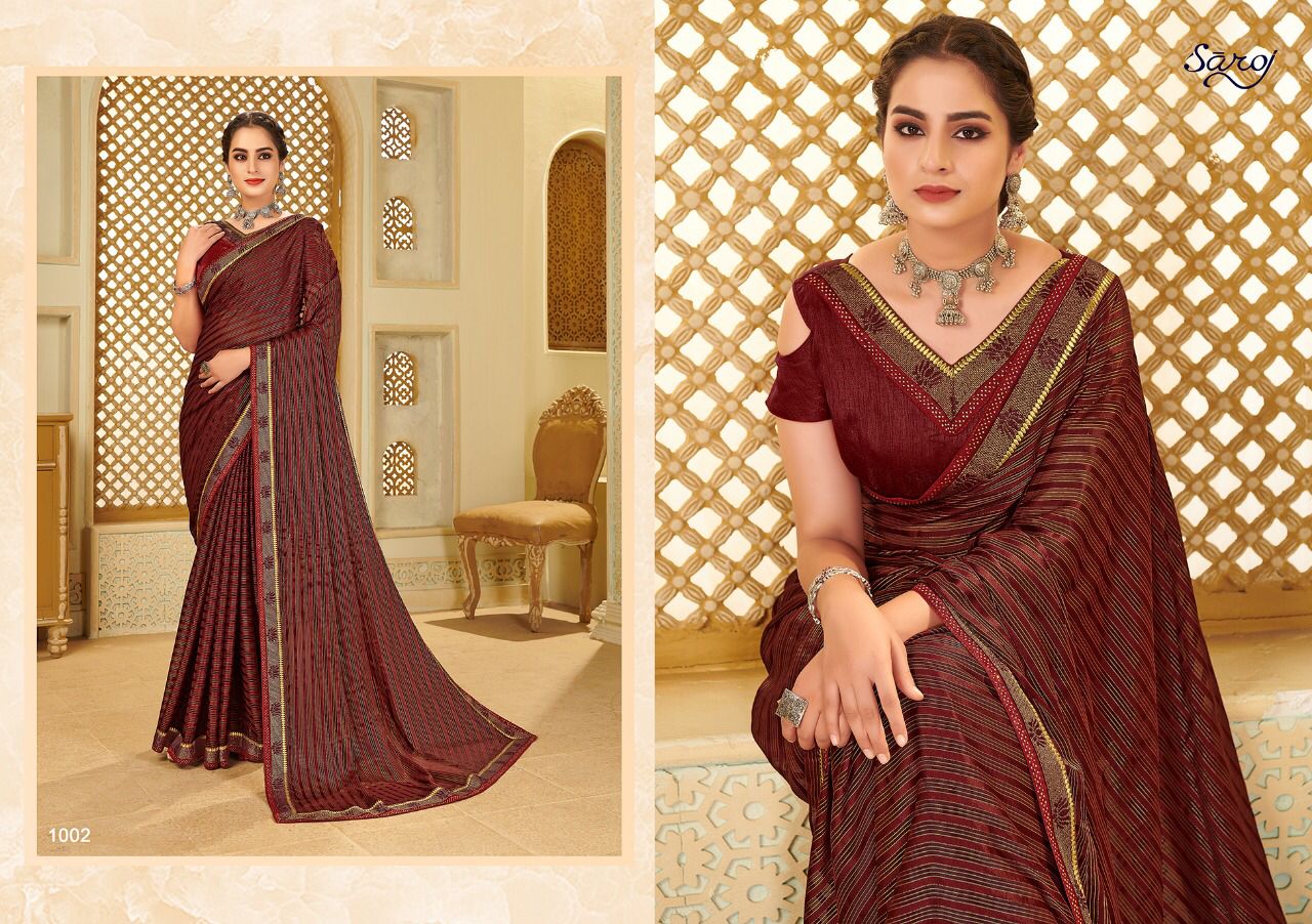 Saroj Bell Bottom Designer Ethnic Wear Georgette Printed Saree Collection